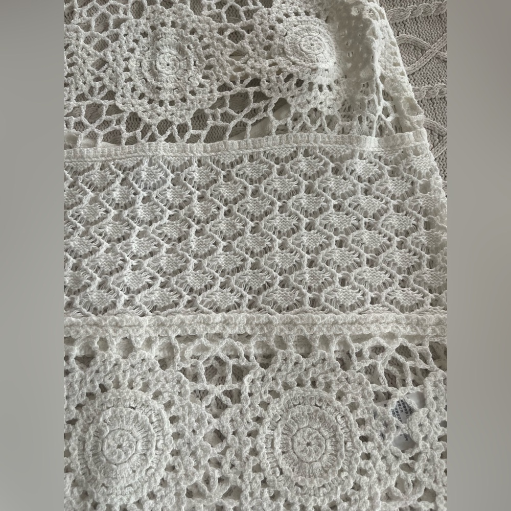 New! Hollister Swim Coverup White Crochet Backless with Neck Tie Size Small - Picture 11 of 12